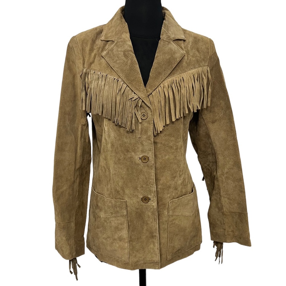 Suede Leather Jacket Western with Fringe